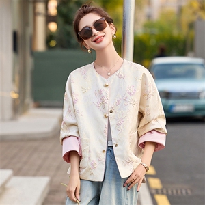 新中式国风提花刺绣短外套女2025春新款小香风独特漂亮高级感上衣图片