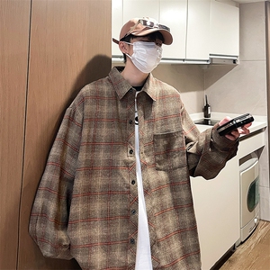 控价59港风格子衬衫宽松外套男女衬衣百搭格子外套CS2418P35图片