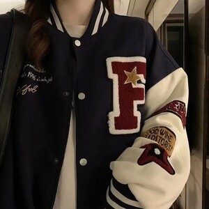 美式复古棒球服外套女2025早秋新款设计感小众休闲刺绣宽松夹克潮图片