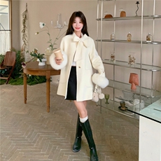 新款！冬装真狐狸毛双面羊毛呢大衣2C133-8991-P360-K498，女装毛呢外套，2C133