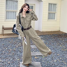 韩系卡其色工装气质连体裤女春秋2025新款显瘦今年流行爆款连衣裤，女装连体裤，2C133