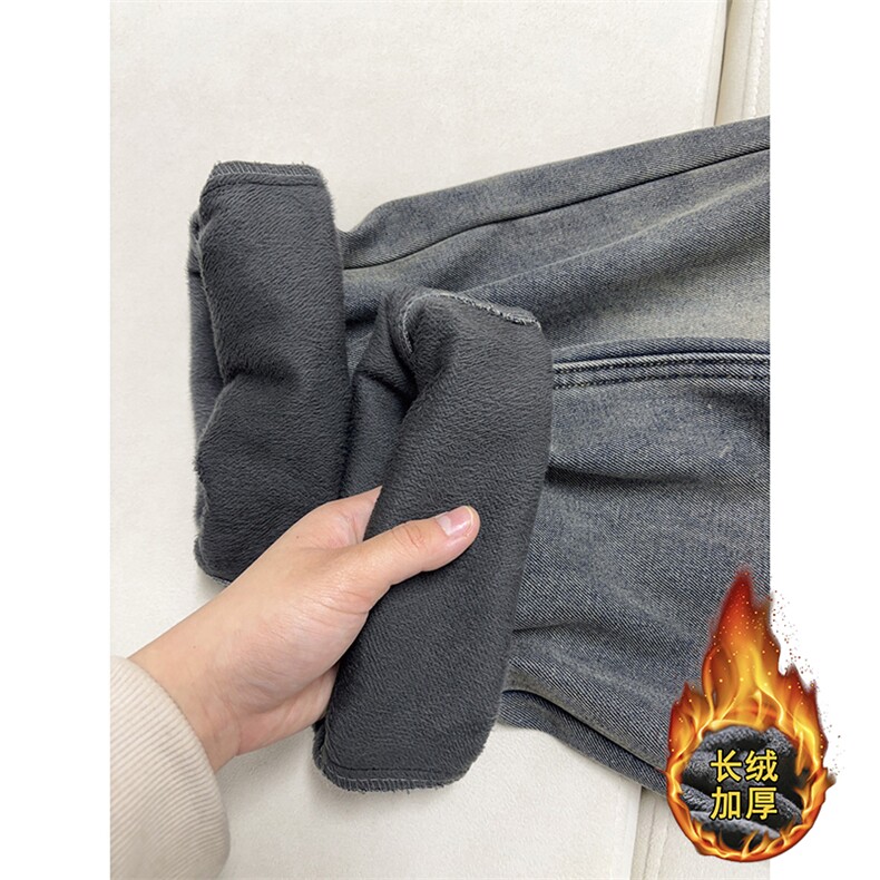 B221美式ins高街暗黑宽松直筒加绒牛仔裤LK25599-特P48控88,男装牛仔裤,电商B221