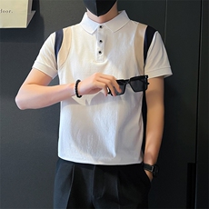 社会小伙夏季男休闲短袖POLO衫撞色修身翻领T恤A319-P55控78，男装T恤，星座210-3