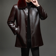 海宁皮草秋冬可拆卸内胆毛领中长款加厚皮衣高端商务休闲皮衣男，男装皮衣，星座1602B（原101B-1）