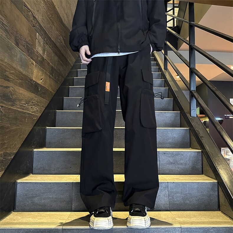 2024春款男工装裤大口袋长腰带抽绳束脚冲锋裤M-5XLK01P45,男装休闲裤,星座1013-1