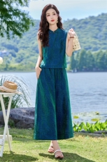 现货2026夏季新中式老钱风提花新款套装两件套，女装套装/套裙，伊仟回