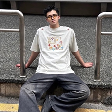 万针全刺绣工艺高品质260克双纱纯棉美式高街短袖T恤特P33，男装T恤，电商A486-1