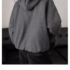 美式复古潮流毛领连帽棉衣男女情侣款冬季加厚保暖呢子棉衣服外套图片