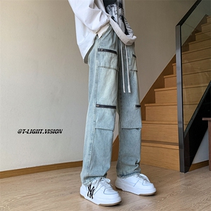 B221 美式ins高街小众个性拉链直筒牛仔裤 LK23015-P65 控88图片