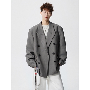 双排扣大码M-5XL西服男成分 96%聚酯纤维4%氨纶XF78127P85控128图片