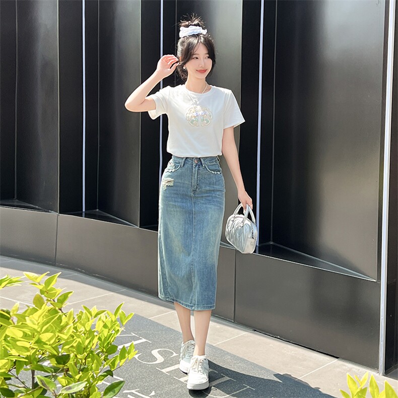 新款牛仔裙套装夏季两件套显瘦时尚潮流女装,女装套装/套裙,凯芙莉服饰