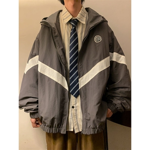 现货 时尚学院风防风防水拼接撞色情侣外套XZ301A WT102 P78图片