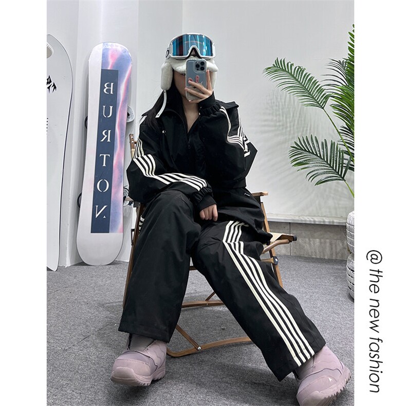 冬新条纹拼接防风防水滑雪服套装俩件套时尚保暖外套TZ031-P235,男装休闲套装,电商A001-1