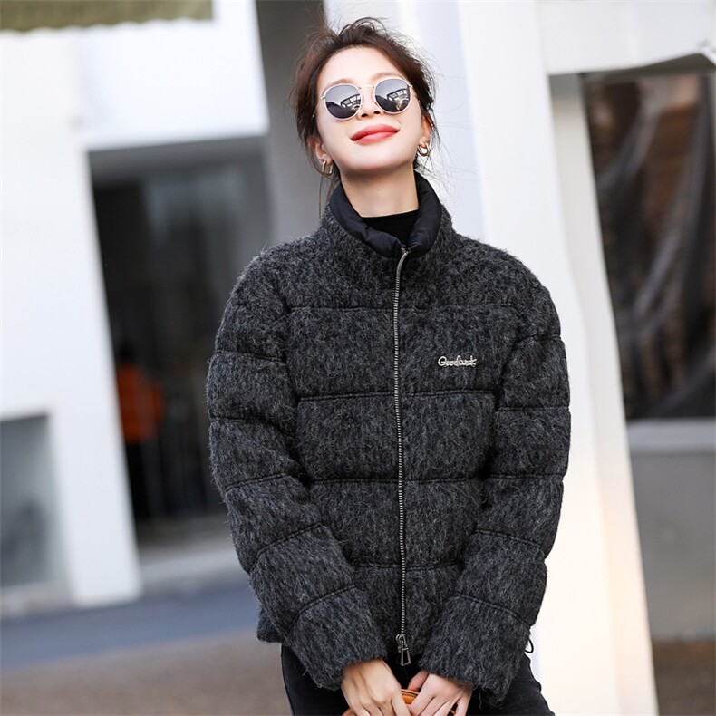 绵羊毛90白鸭绒羽绒服女2025年冬新款宽松绵羊毛外套大衣时尚保暖,女装羽绒服,意芙