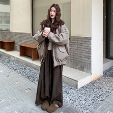 复古工装羊羔毛拼接派克服2C158-6025-P205-K298，女装棉衣/棉服，2C158