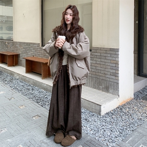复古工装羊羔毛拼接派克服2C158-6025-P205-K298图片