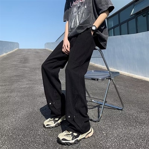 美式vibe裤子高街水洗牛仔裤男设计感小众拉链裤B1032P45图片