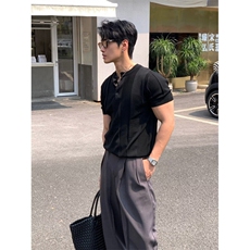 亨利领针织短袖男款夏季收袖口健身运动polo衫t恤美式显肌肉半袖，男装T恤，星座1116A（原606A-3）