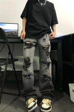 美式ins高街小众夏季破洞牛仔裤货号K729P60，男装牛仔裤，电商A063