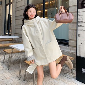 春现-韩系宽松甜酷风休闲拼接连帽短风衣B190-5066-P175-K248图片