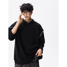 WY10155-特P48控88新款连帽贝壳绣花麦穗提花大码男宽松情侣卫衣，男装卫衣，电商A059