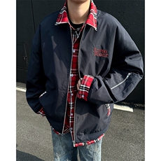 飞行员假两件夹克男美式复古设计感衬衫格子棉服外套M0626-P85，男装夹克，星座308B-2