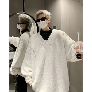 复古简约美式针织衫学院风百搭V领长袖慵懒风毛衣HY597P55控79图片