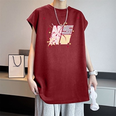 可设48小时发货支持抖音得物来样二开240克重磅美式麂皮绒背心t恤，男装T恤，电商A486-1