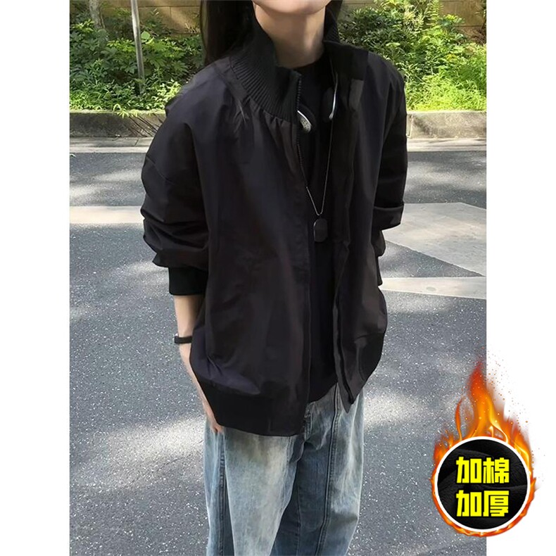 棉衣5W件现货冬季美拉德立领飞行夹克廓形高街棒球服加棉加厚外套,男装夹克,电商A486