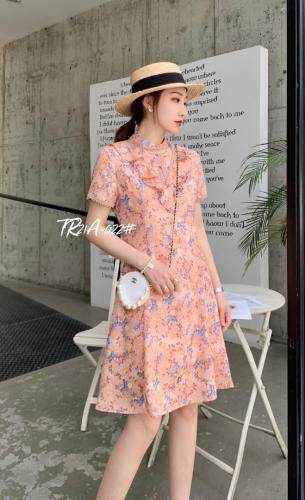 夏季新款碎花旗袍连衣裙，女装婚纱/旗袍/礼服，斯瑞威