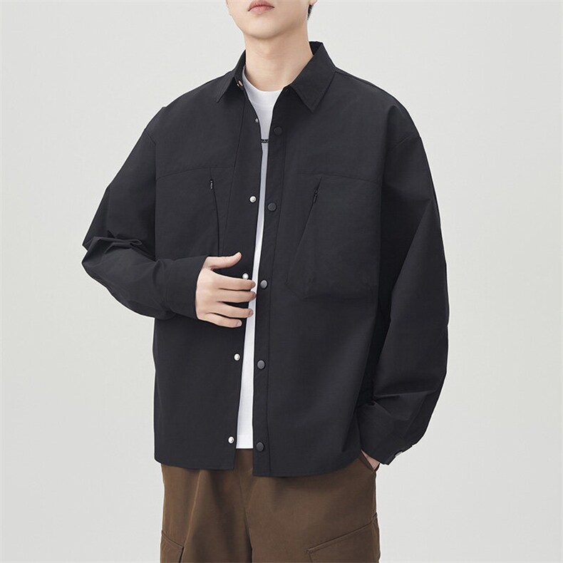 秋季纯色长袖工装衬衣男宽松落肩质感衬衫外套DSA157B-CS4502-P50图片