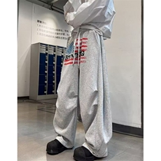 慵懒新款休闲裤男女款美式复古褶子宽松高腰长裤情侣KM47，男装休闲裤，星座1116A（原606A-3）