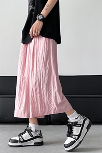8XL-M 特大码阔腿山本裤冰丝裤男薄七分裤褶皱慵懒凉凉裤K977P45图片