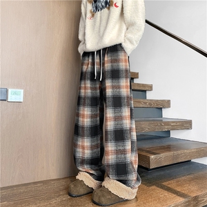 冬季新款潮流黑咖格宽松休闲加厚外穿棉裤B315-K25898JR-p65控88图片