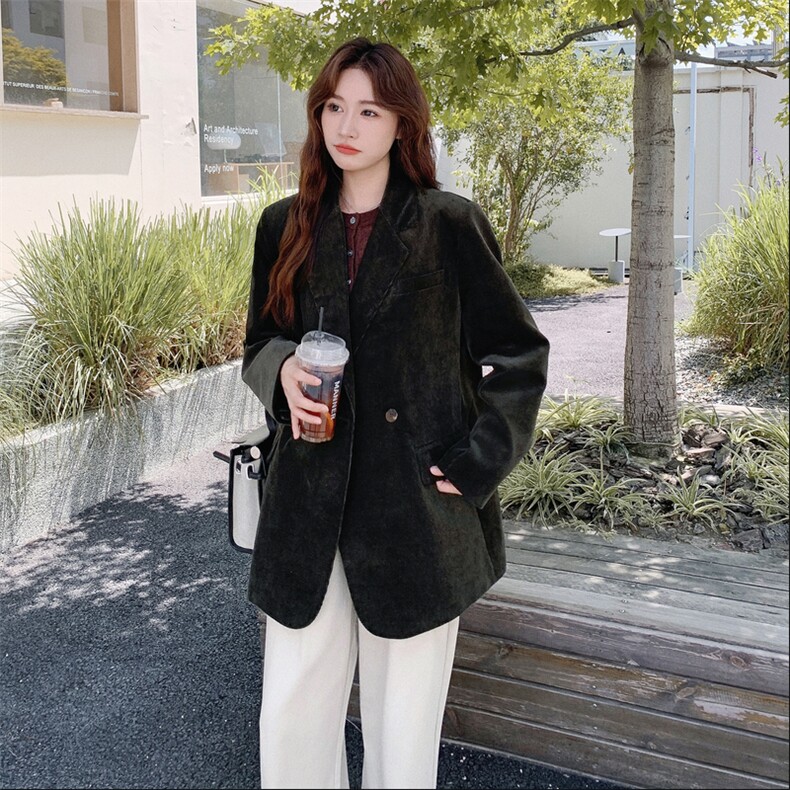 黑色韩系高级感气质西装外套女2025秋季今年流行超火时尚休闲西服,女装西装,2D008