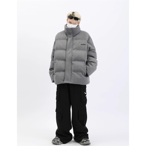 1506-1/QM280/P64美式纯色字母刺绣肌理感棉服男宽松棉衣冬季棉袄图片