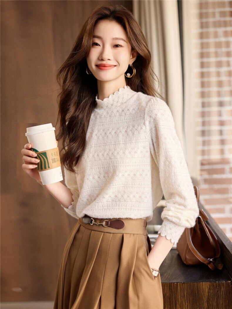 2025年秋冬季重工百搭上衣时尚气质温柔淑女衬衫女士，女装衬衫，梦白服饰厂