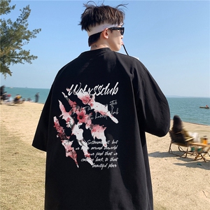 高品质220足克抖音印花短袖T恤男大码体恤A426-1-WT324,温精灵穿搭男夏季180图片