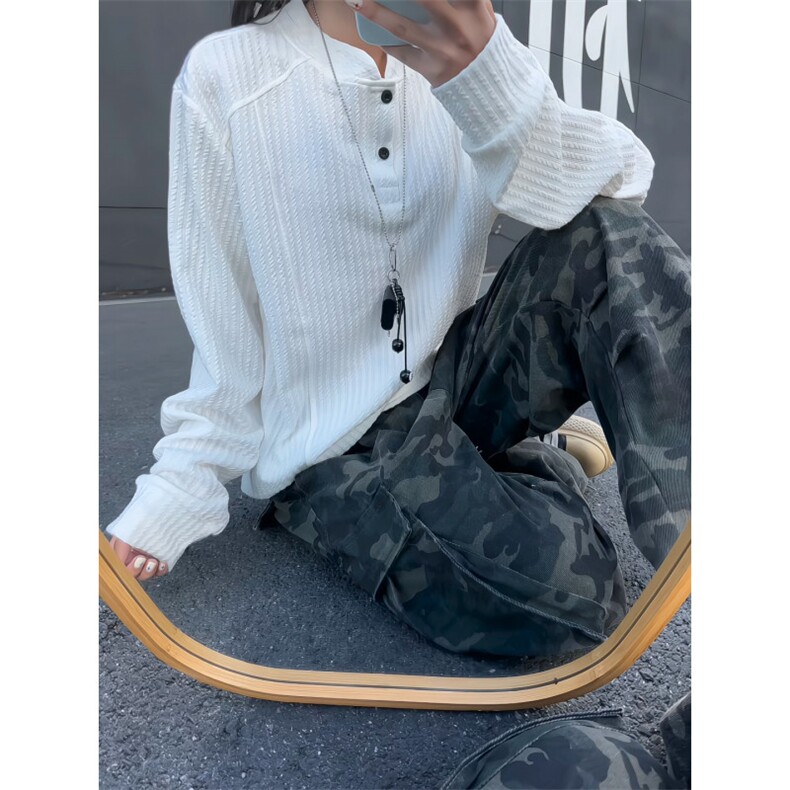 XZ809A/SYR24/特P24/控48肌理感设计感亨利领polo衫长T卫衣,男装Polo衫,星座809A(原222-1)