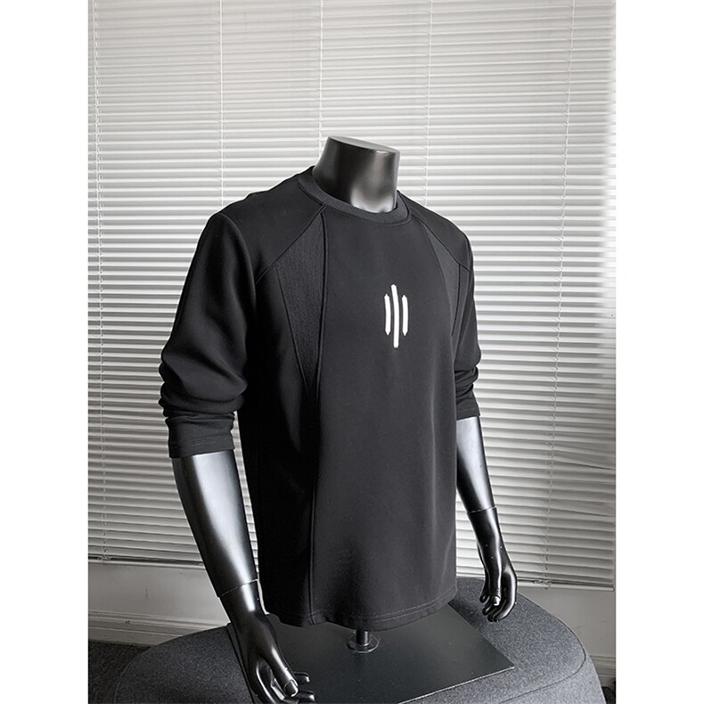 秋季美式高街cleanf印花解构罗纹拼接打底长袖货号C25185P35,男装T恤,电商A063
