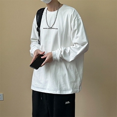 2025春季新款现货纯棉长袖T恤男潮牌宽松休闲上衣A351-AT2526-P40，男装T恤，电商A351