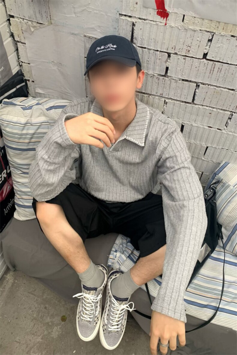 网图慎用手缝线麦穗纹老钱风百搭长袖T恤男宽松T24524-特P40控78,男装T恤,电商A001