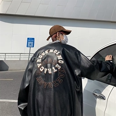 美式机车皮衣外套男春秋款ins高街潮牌宽松棒球服W236P65，男装夹克，星座1116-2