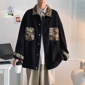 牛仔夹克男春季潮牌宽松潮流上衣韩版休闲ins潮复古工装外套D0002,冬天韩系大衣学生搭配图片