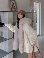 2021冬季新款真狐狸毛领加门襟内胆獭兔毛整张可脱卸皮草派克，女装皮草，L·H·X