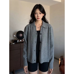 706-1-MY9161-P55  特P  现货  秋季老钱风翻领开衫毛衣软糯外套图片