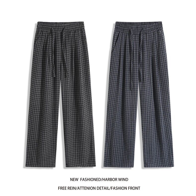 冬季新款美式压褶格子设计呢料百搭休闲裤B315-K25858-特p40控78,男装休闲裤,电商B315