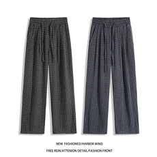 冬季新款美式压褶格子设计呢料百搭休闲裤B315-K25858-特p40控78，男装休闲裤，电商B315