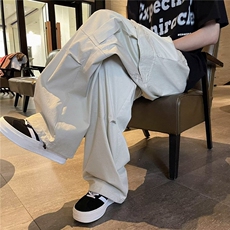 夏季休闲长裤口袋工装裤男学生帅气直筒运动阔腿外穿短裤KP09，男装牛仔裤，星座1116A-1（原606A）
