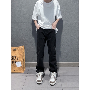 B221 美式ins高街暗黑小众情侣毛巾绣直筒牛仔裤 LK23021-P65控88图片